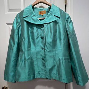 Bergamo by EBI size 14 blue100% silk jacket